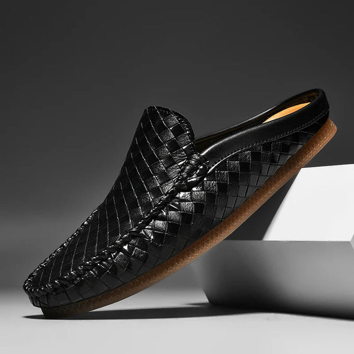 Efim - Casual Woven Pattern Leather Half Slippers