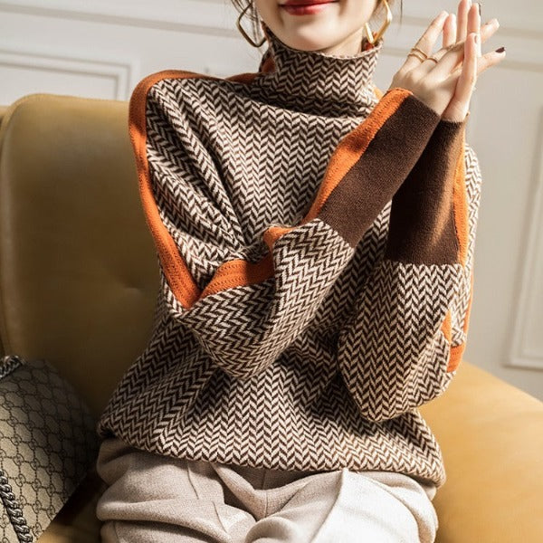 Diane | Herringbone Luxe Turtleneck