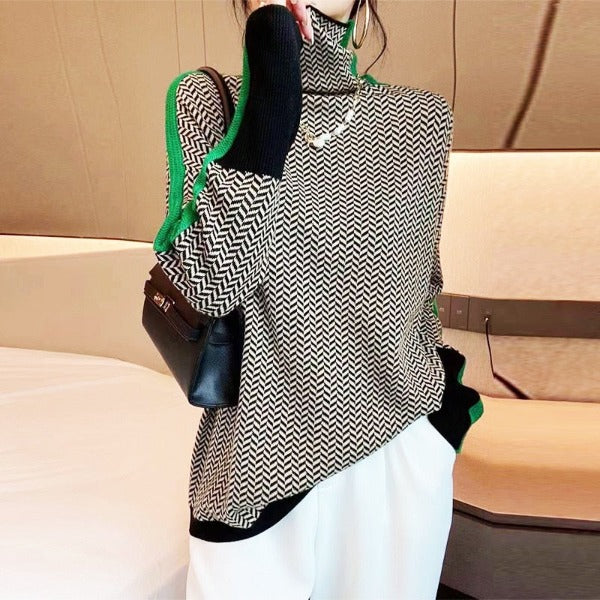 Diane | Herringbone Luxe Turtleneck