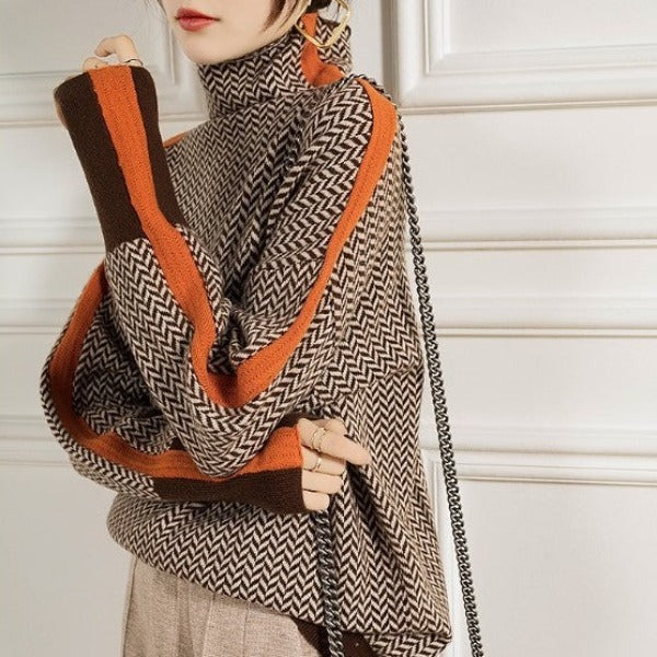 Diane | Herringbone Luxe Turtleneck