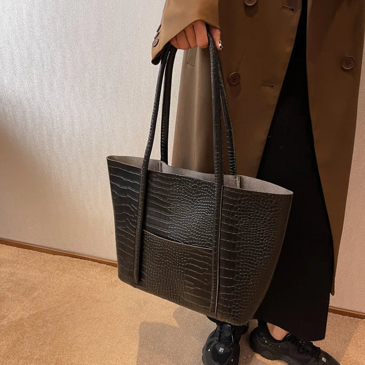 Betina™ - Croc Shoulder Leather Bag