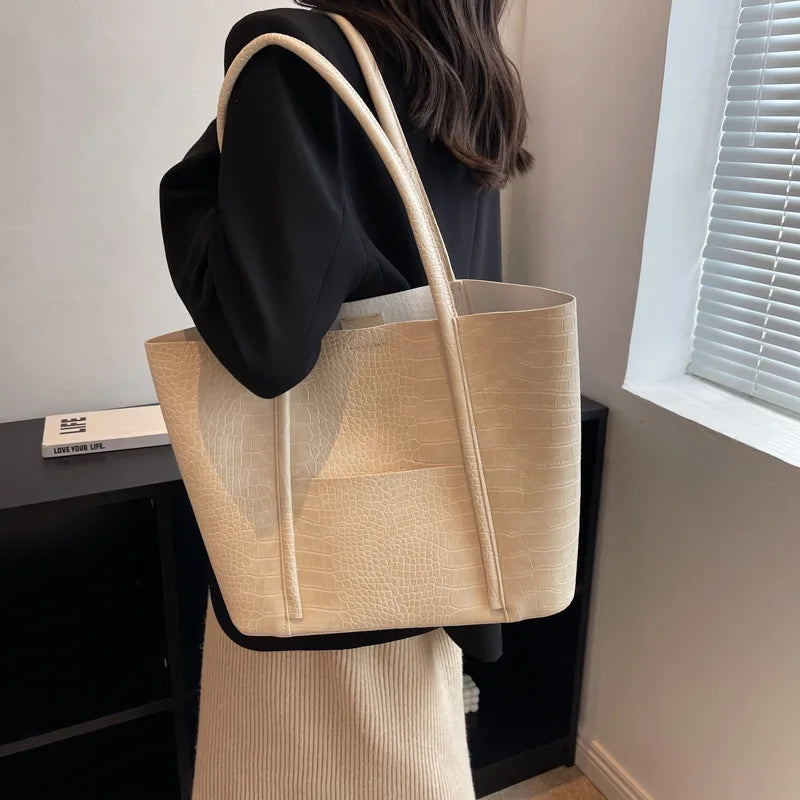 Betina™ - Croc Shoulder Leather Bag