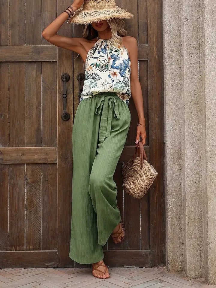 Azelie - Elegant Sleeveless Printed Two-piece Set