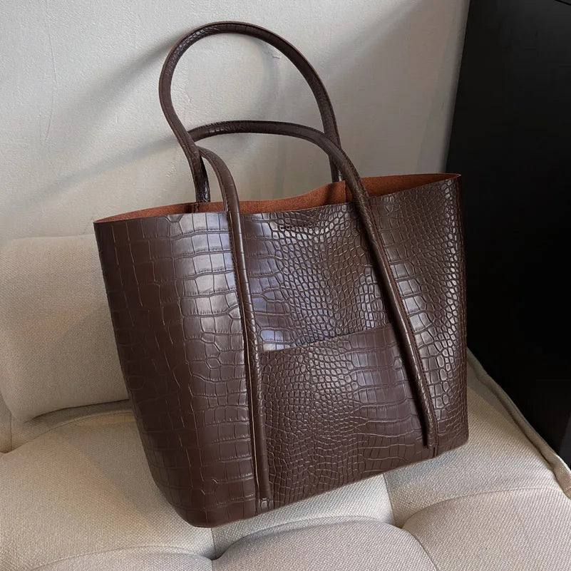 Betina™ - Croc Shoulder Leather Bag