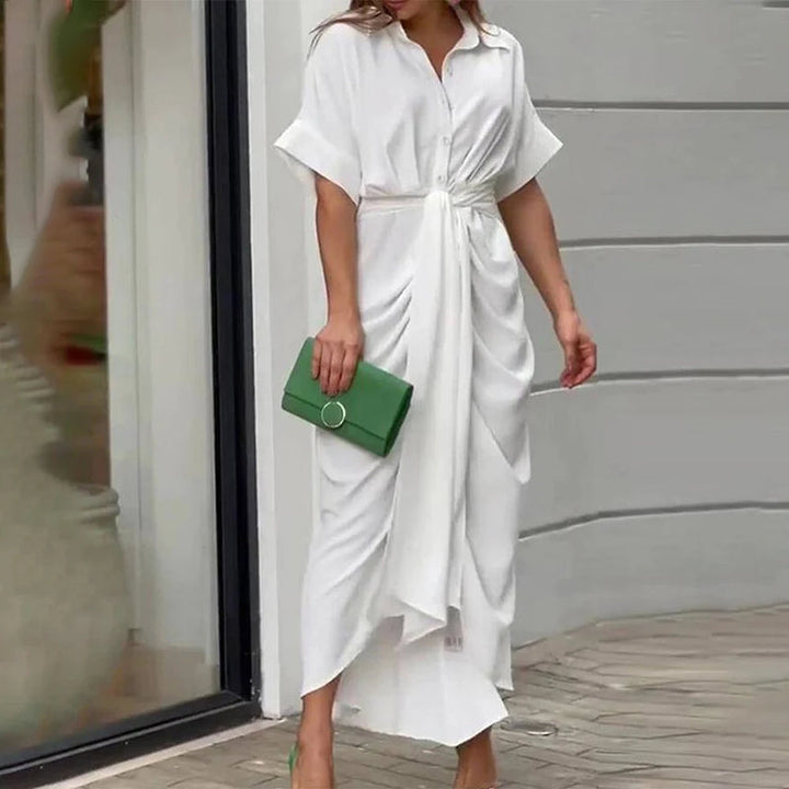 Karima - Short Sleeve Turn-down Collar Long Dress