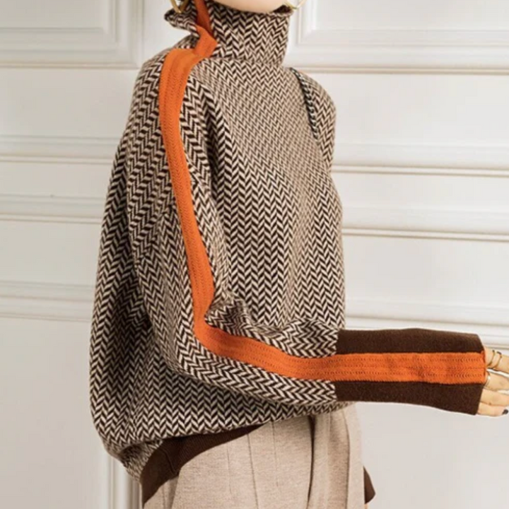 Diane | Herringbone Luxe Turtleneck