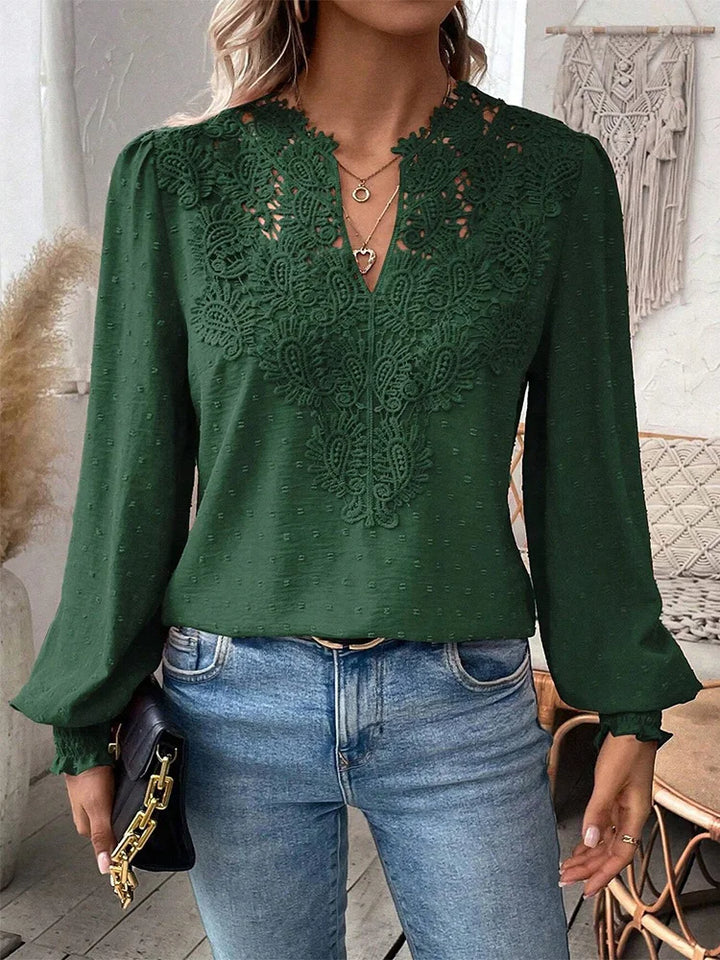 Sondra - Luxury Lace Blouse With V-neck