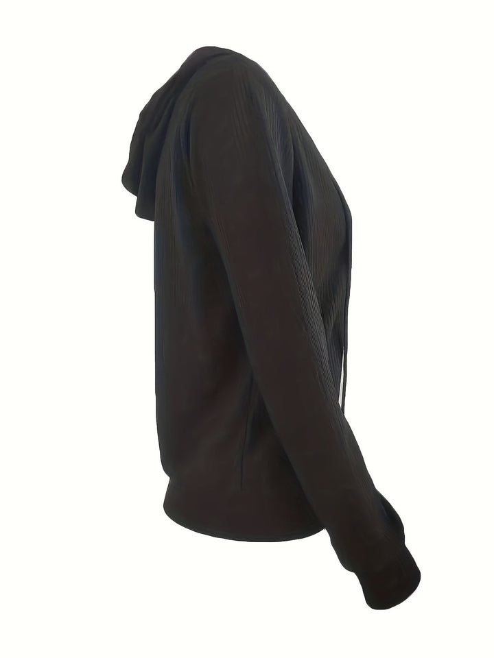 Moira - Long Sleeve Zip Up Drawstring Hoodies