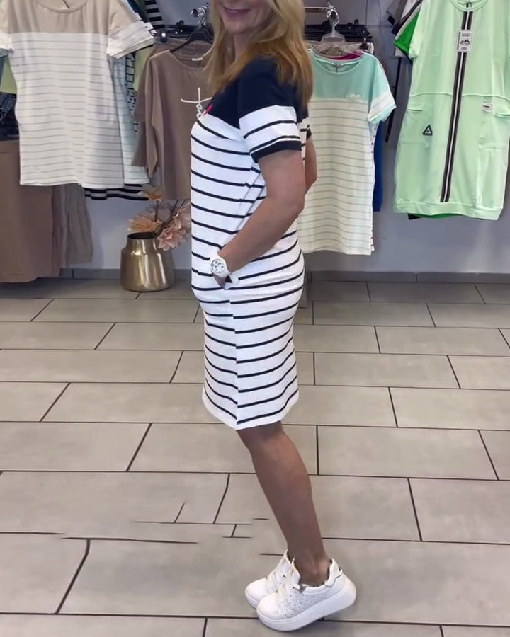 Luella - Casual Striped Round Neck Dress