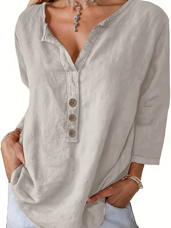 Mykaela - Casual Cotton And Linen Blouse