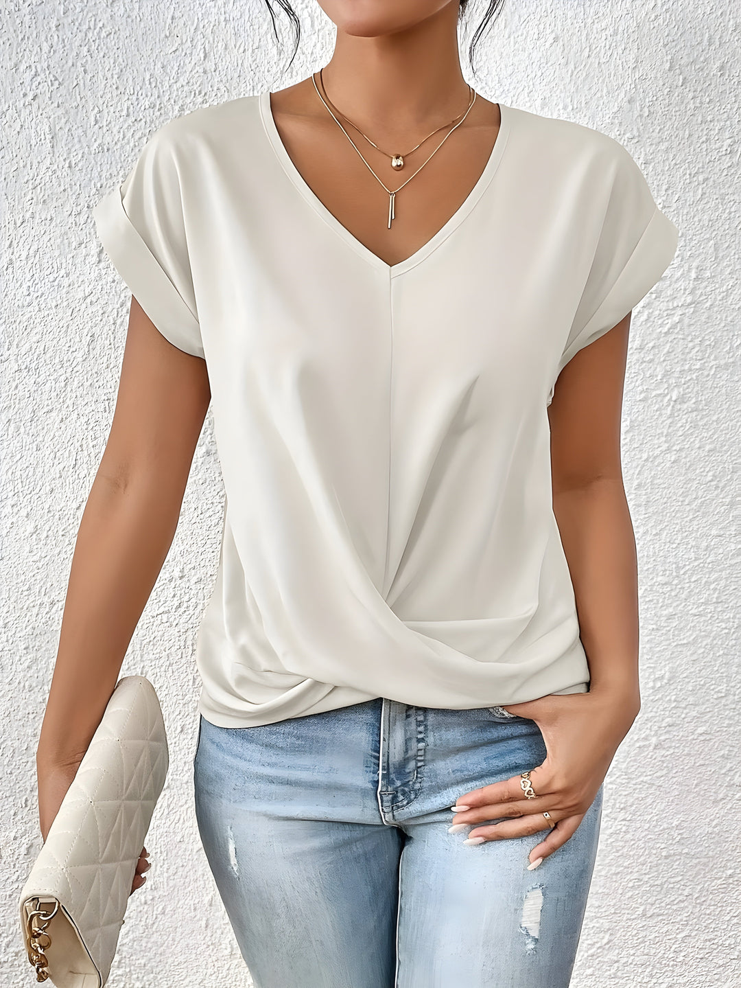 Kathrina | Twist Front V-Neck Shirt
