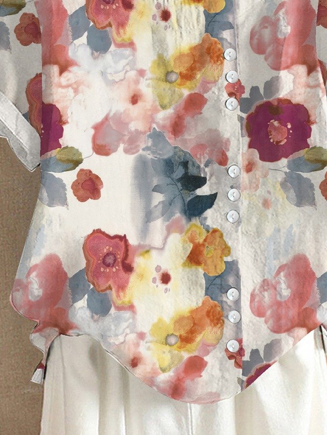 Zendaya - Casual Floral Button Up Blouse
