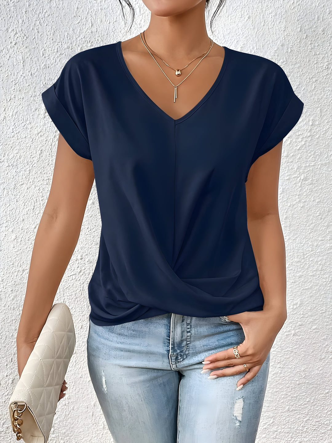 Kathrina | Twist Front V-Neck Shirt