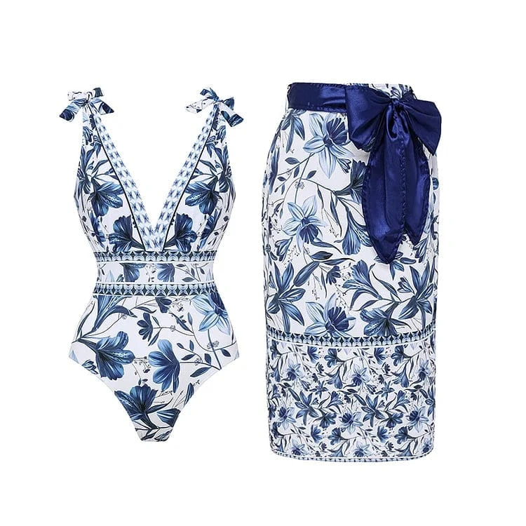 Kelda - Stylish Quick Drying Swimsuit With Skirt