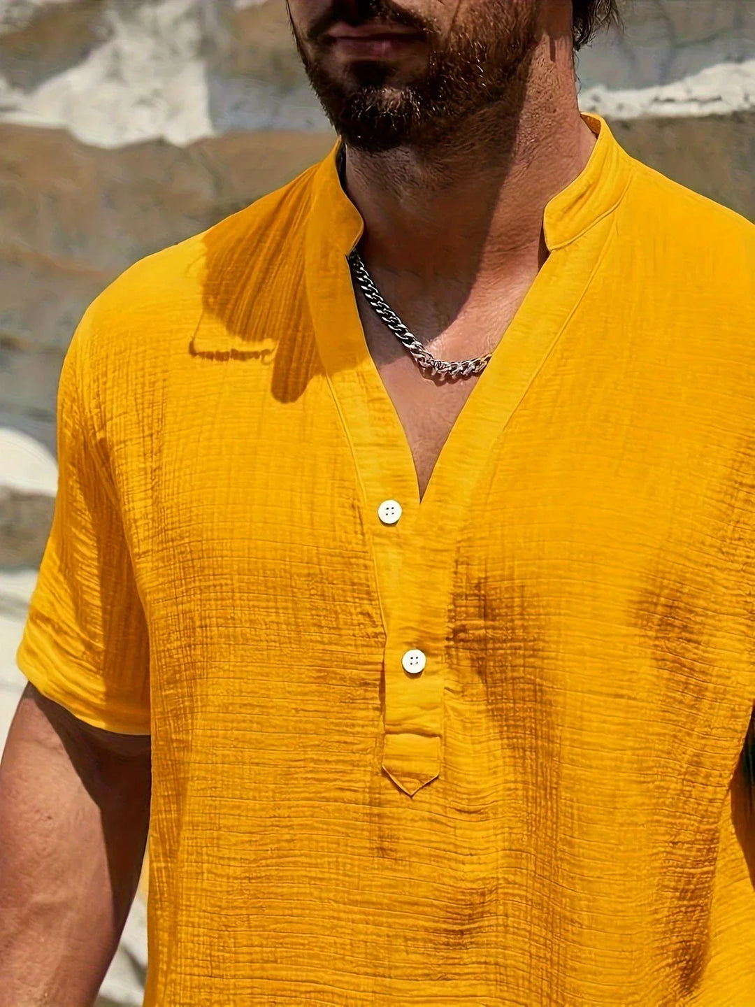 Sancho - Elegant Summer Shirt With Stand Collar