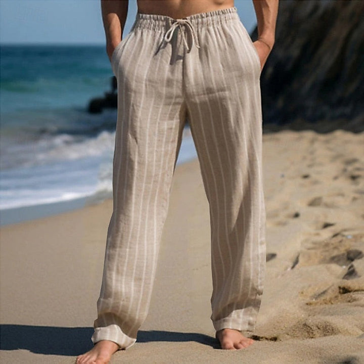 Boyan - Breathable Elastic Waist Stripe Trousers