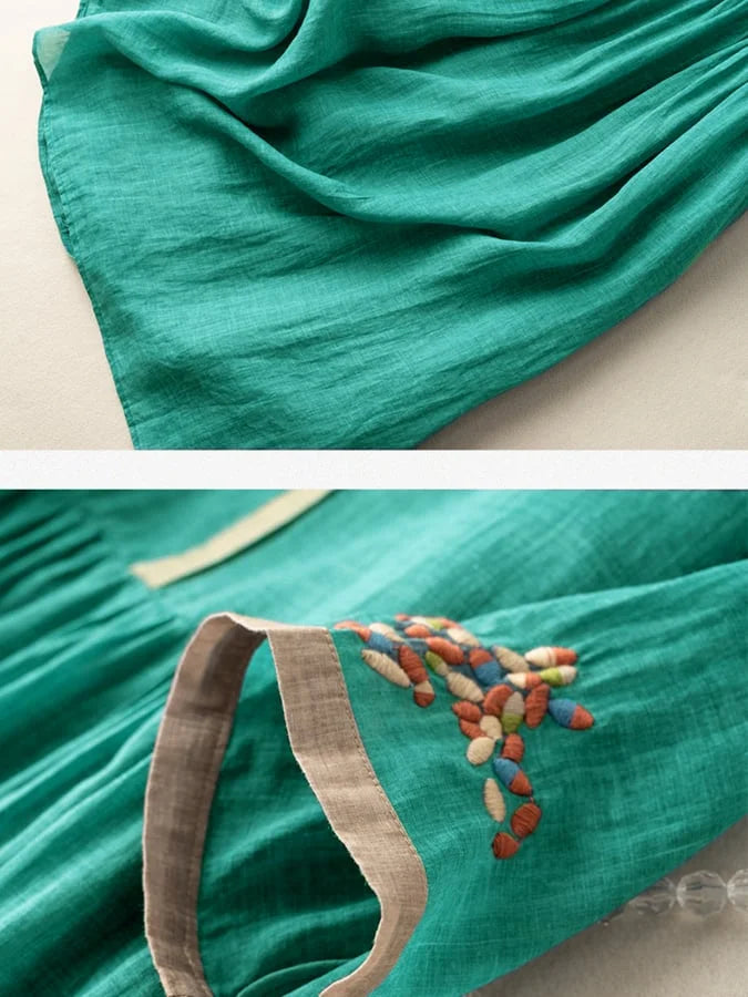 Anoshka - Ethnic Style Cotton And Linen  Dress