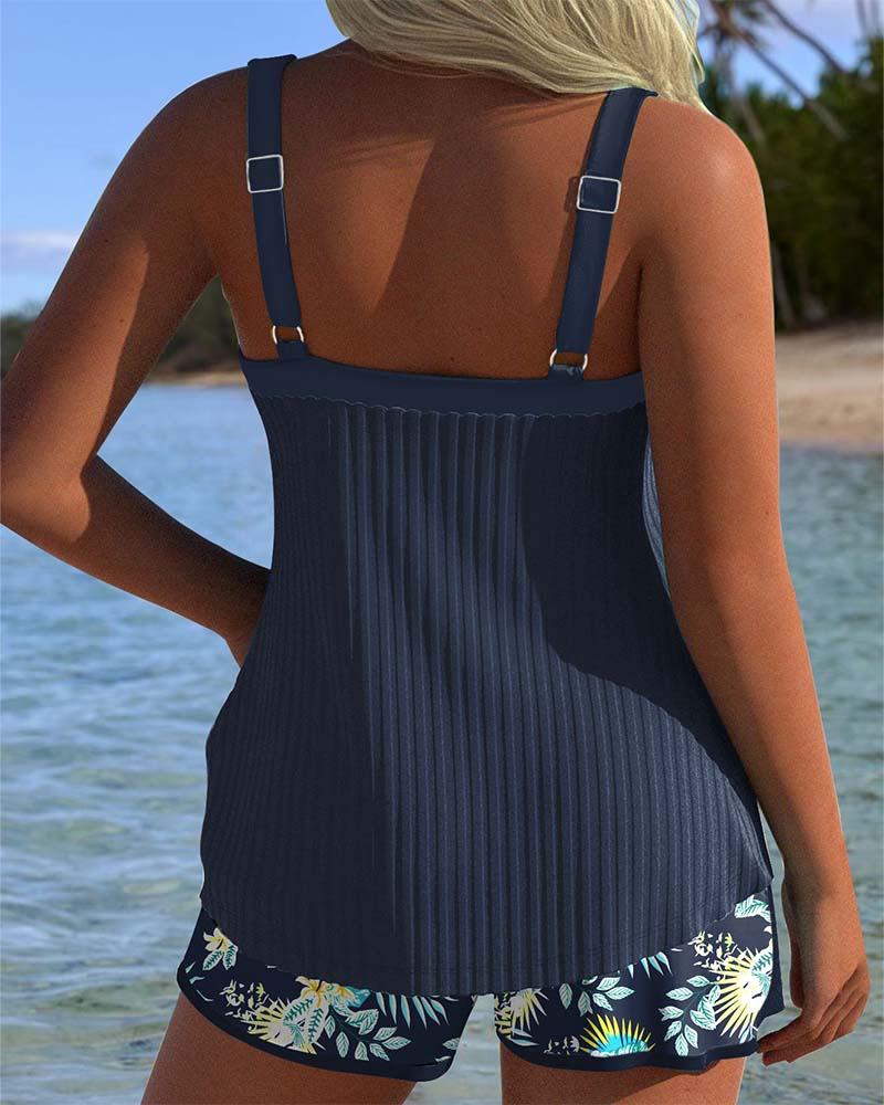 Elvia - Elegant Floral Printed Tankini Set