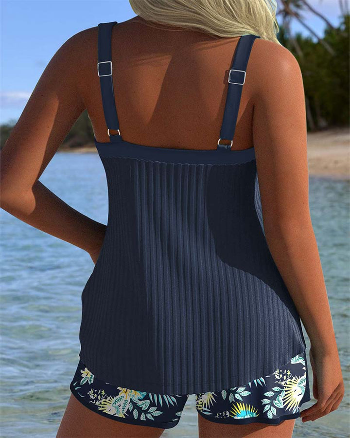 Elvia - Elegant Floral Printed Tankini Set