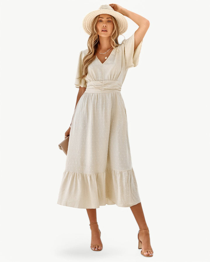 Marwa - Short Sleeves Dress with V-Neck