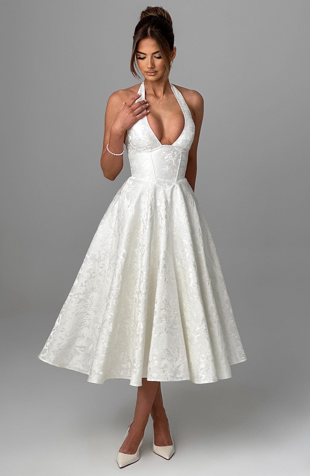 Myra - Fashionable Halter Neckline Midi Dress