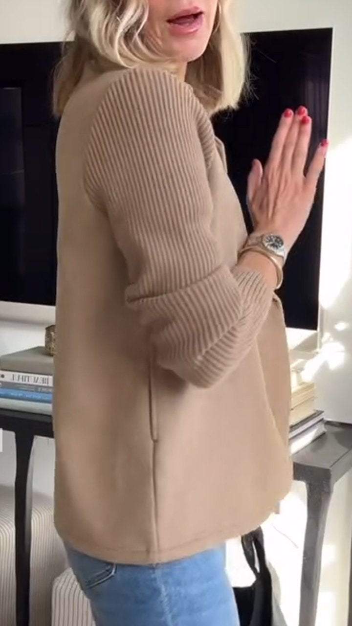 Lenora™ | Premium Chic Knit-Sleeve Blazer