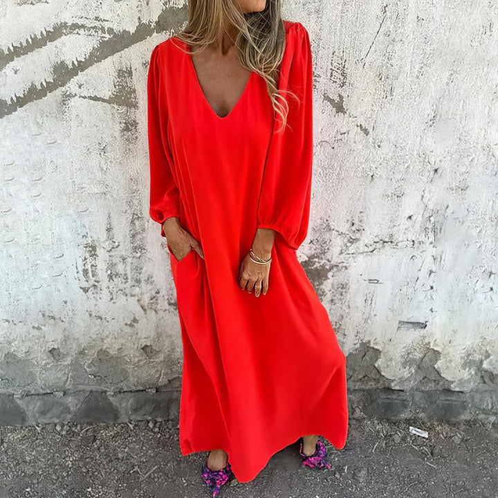 Loosia - Long Boho Dress With Pockets