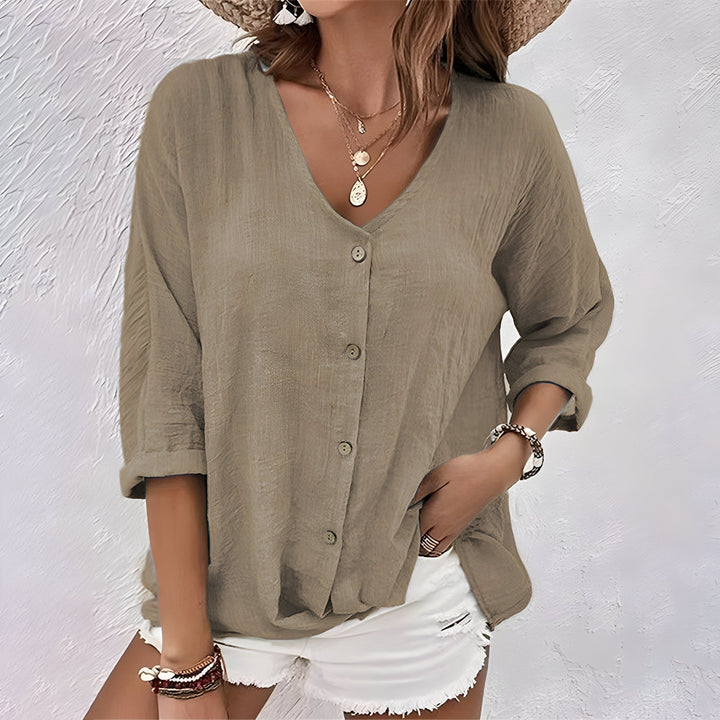 Asimoula - Elegant V-Neck T-Shirt