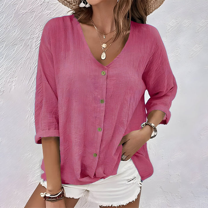 Asimoula - Elegant V-Neck T-Shirt