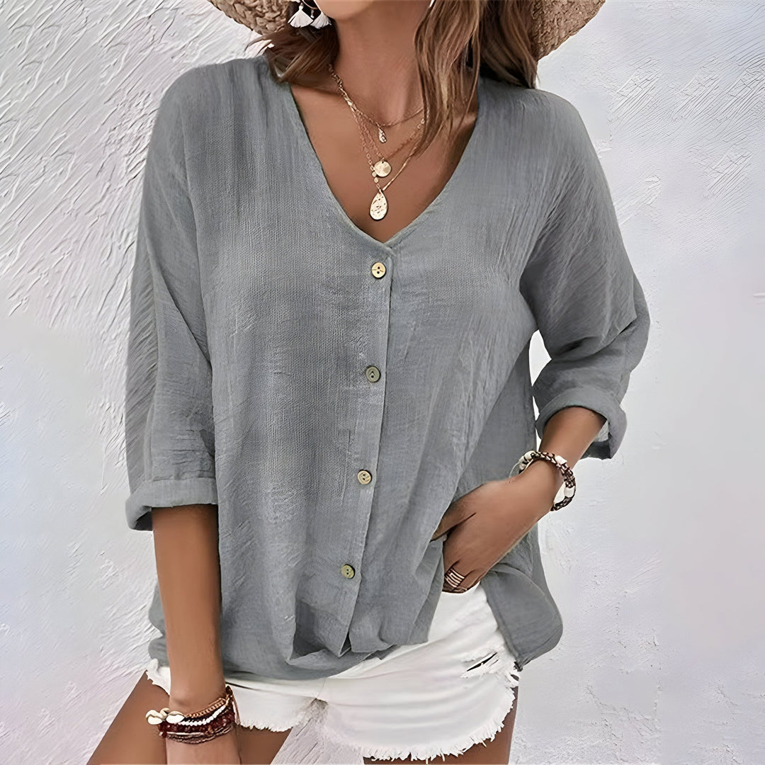Asimoula - Elegant V-Neck T-Shirt