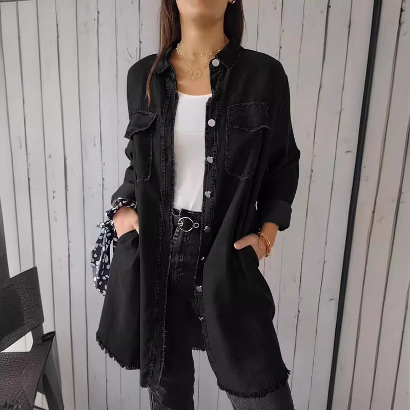 Christiane - Trendy Oversize Denim Shirt Dress