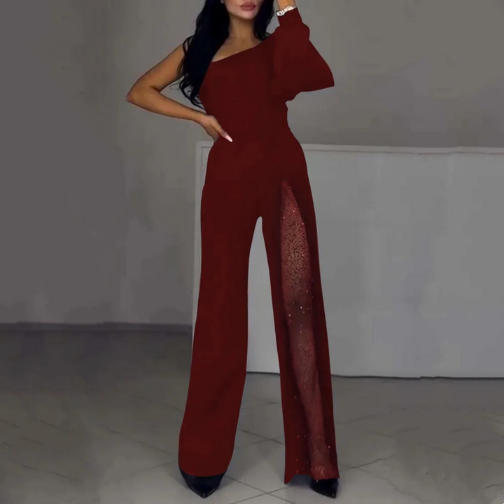 Azlina - One Shoulder Flared Jampsuit
