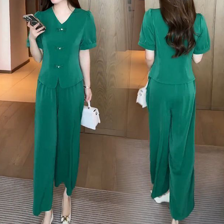 Eseniya - Elegant Short Sleeve Two Piece Set