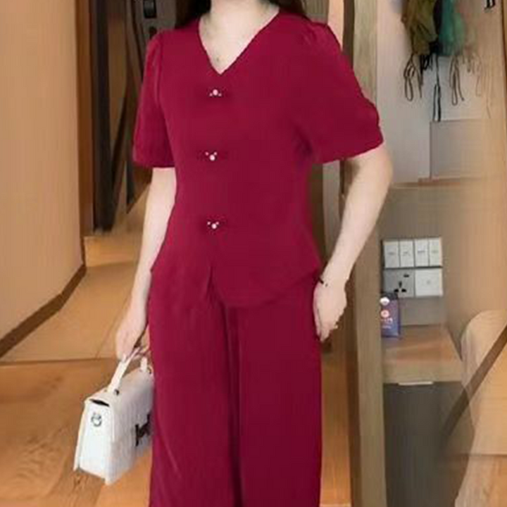 Eseniya - Elegant Short Sleeve Two Piece Set